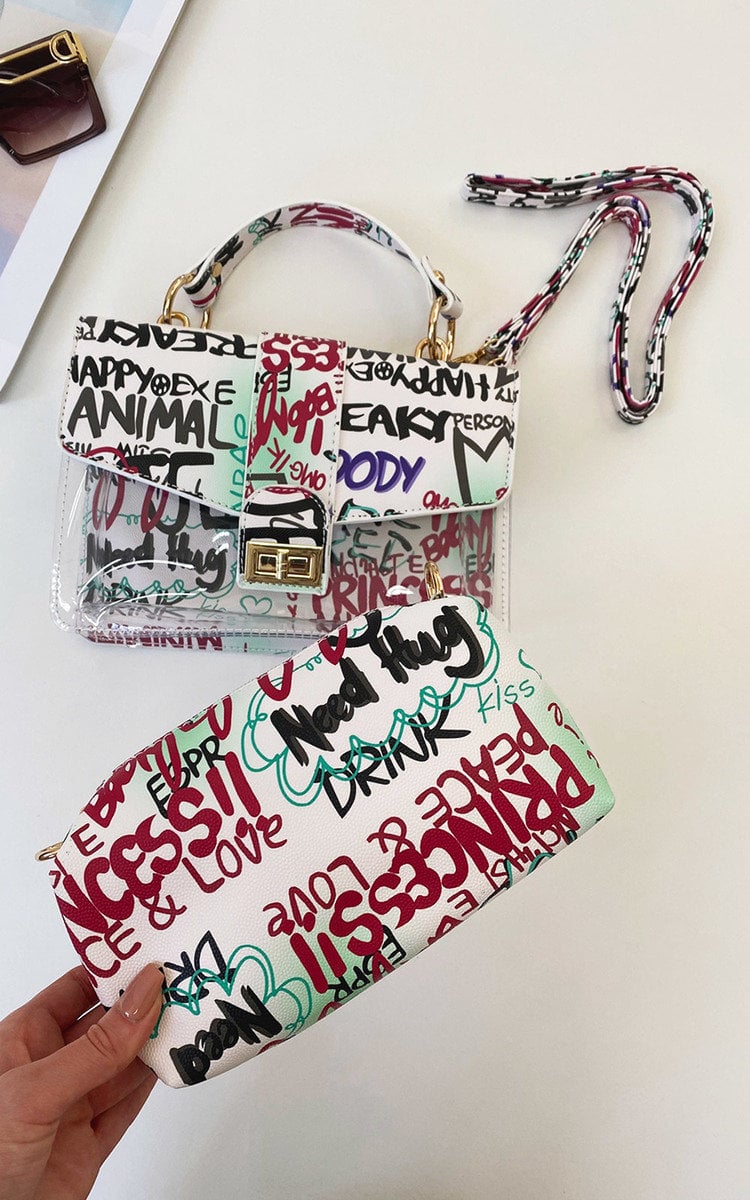 (F) Graffiti Print Handbag