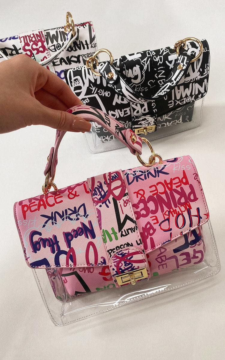 (F) Graffiti Print Handbag