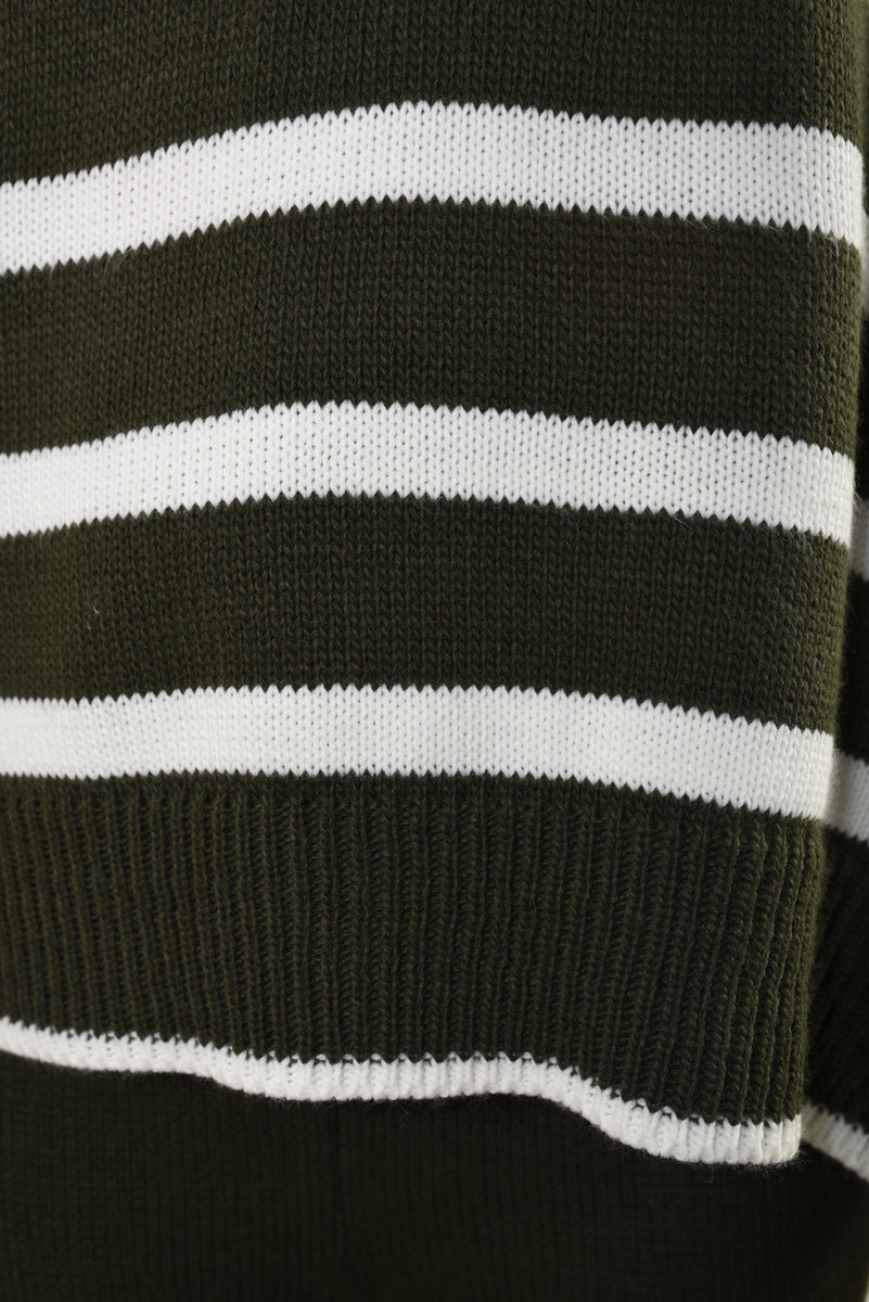 (F) Knitted Striped Long Sleeve Top and  Pants Co-ord Set