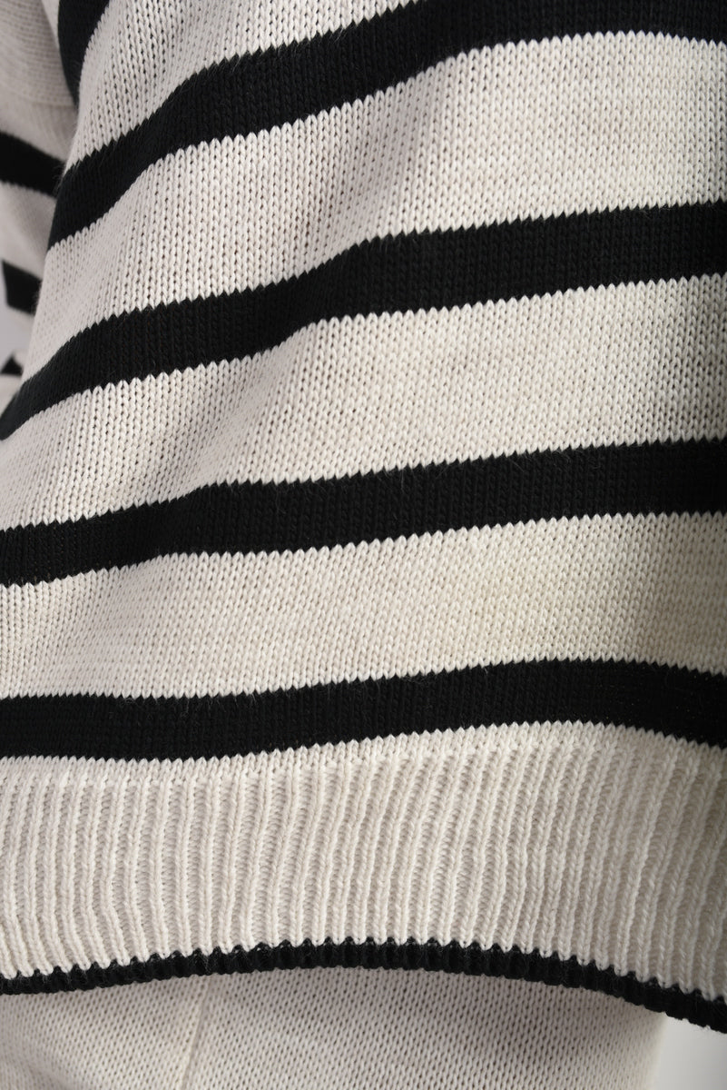 (F) Knitted Striped Long Sleeve Top and  Pants Co-ord Set