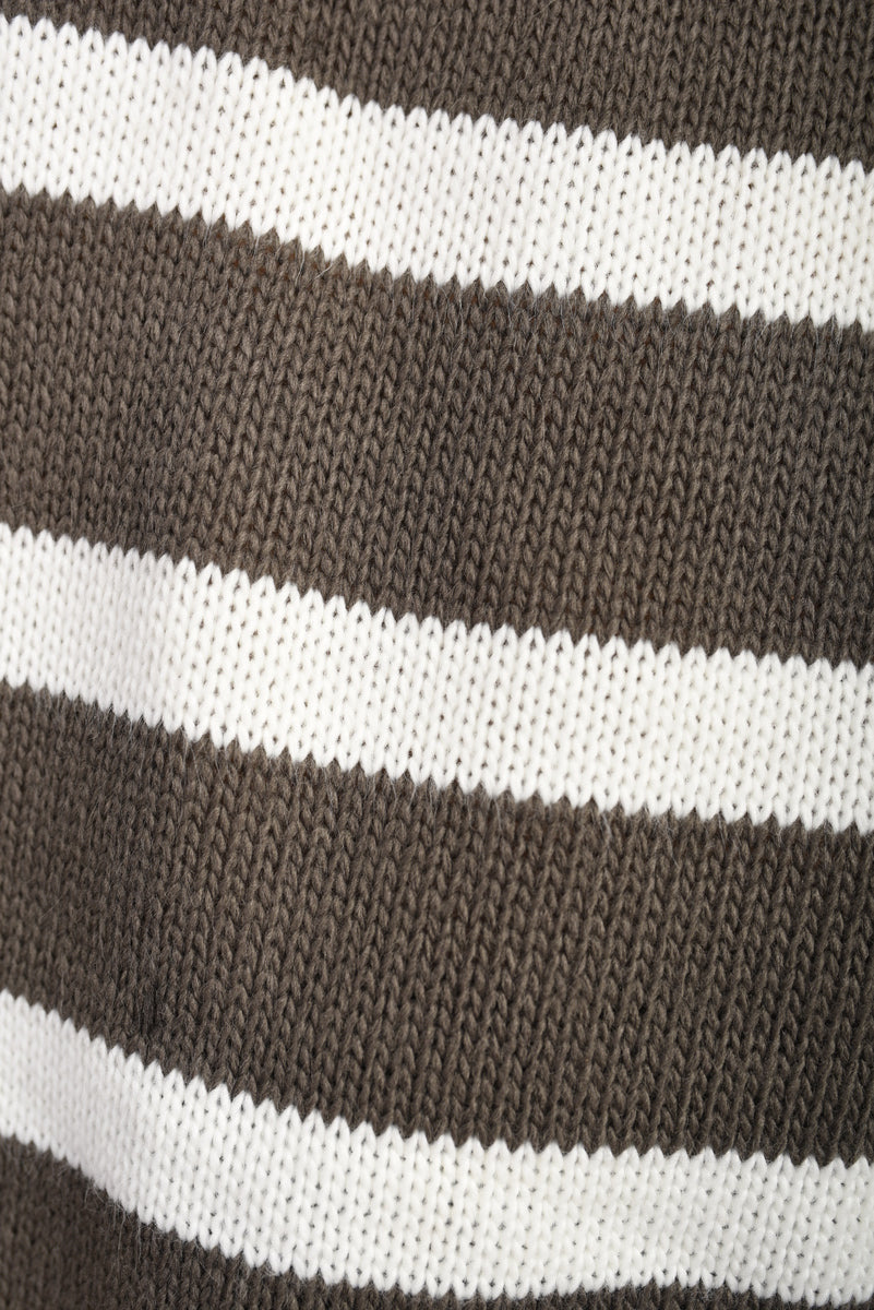 (F) Knitted Striped Long Sleeve Top and  Pants Co-ord Set