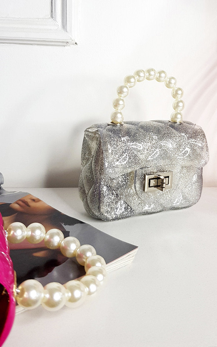 (F) Fold Over bag with Pearl Handle