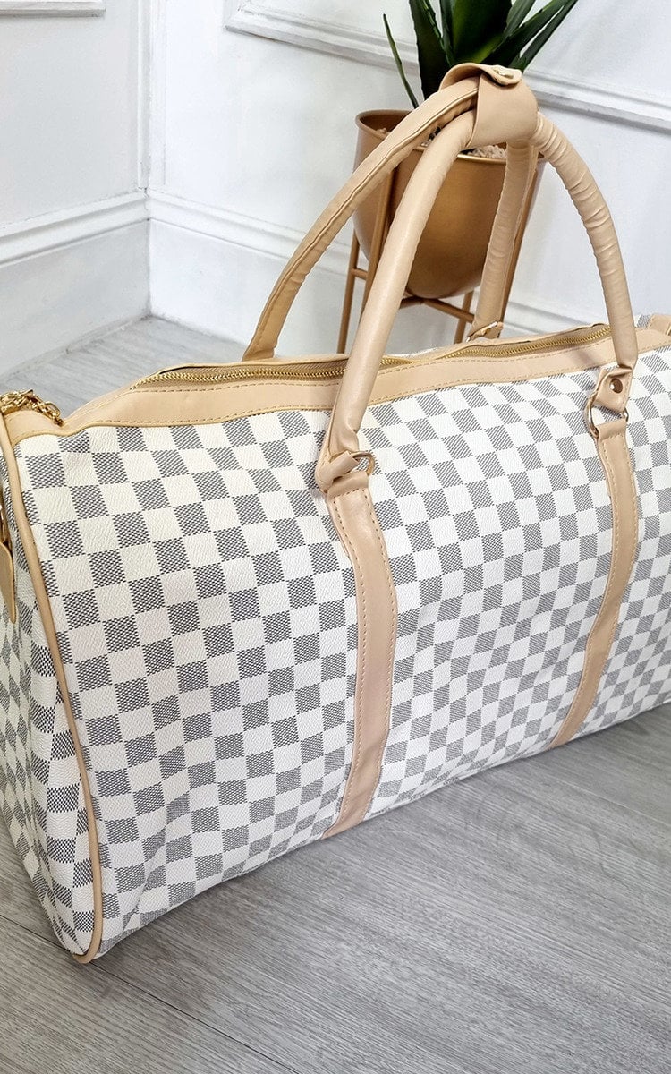 (F) Checked Print Overnight Bag