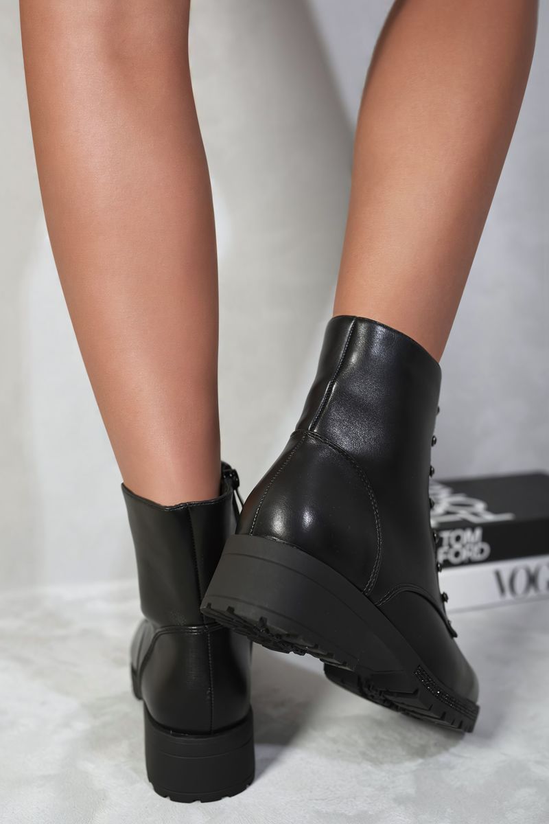 (F) Lace Up Glitter Ankle Boots