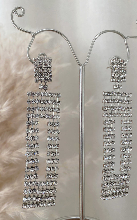 (F) Diamanté Drop Earrings