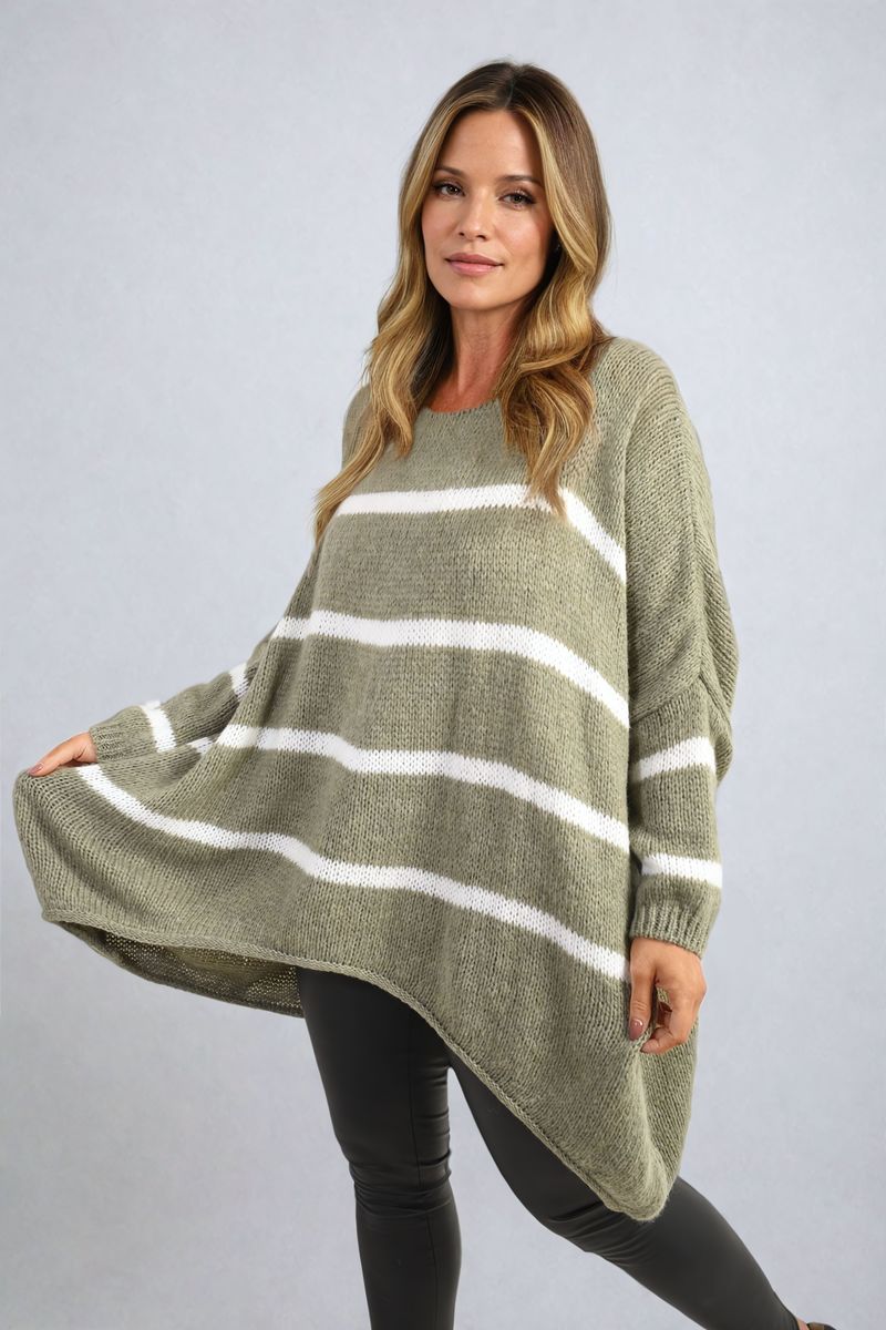 (F) Stripe Oversized Knitted Jumper