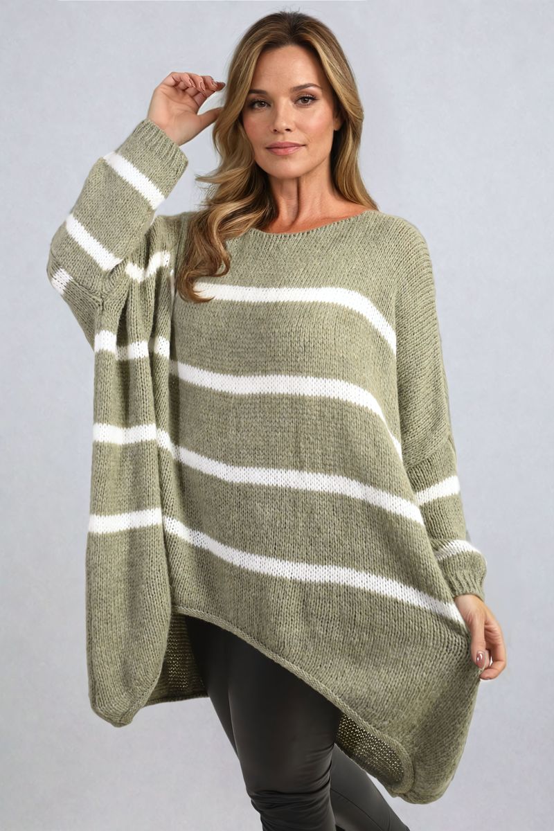 (F) Stripe Oversized Knitted Jumper