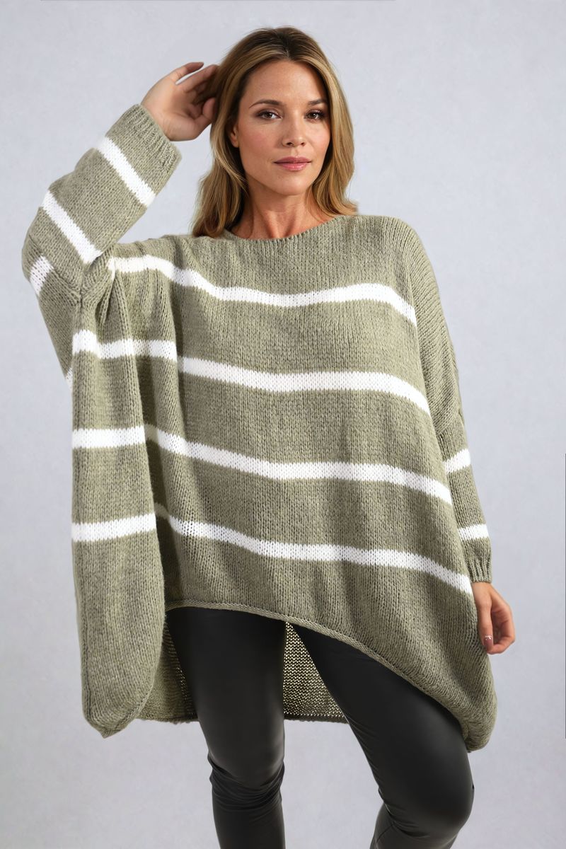 (F) Stripe Oversized Knitted Jumper