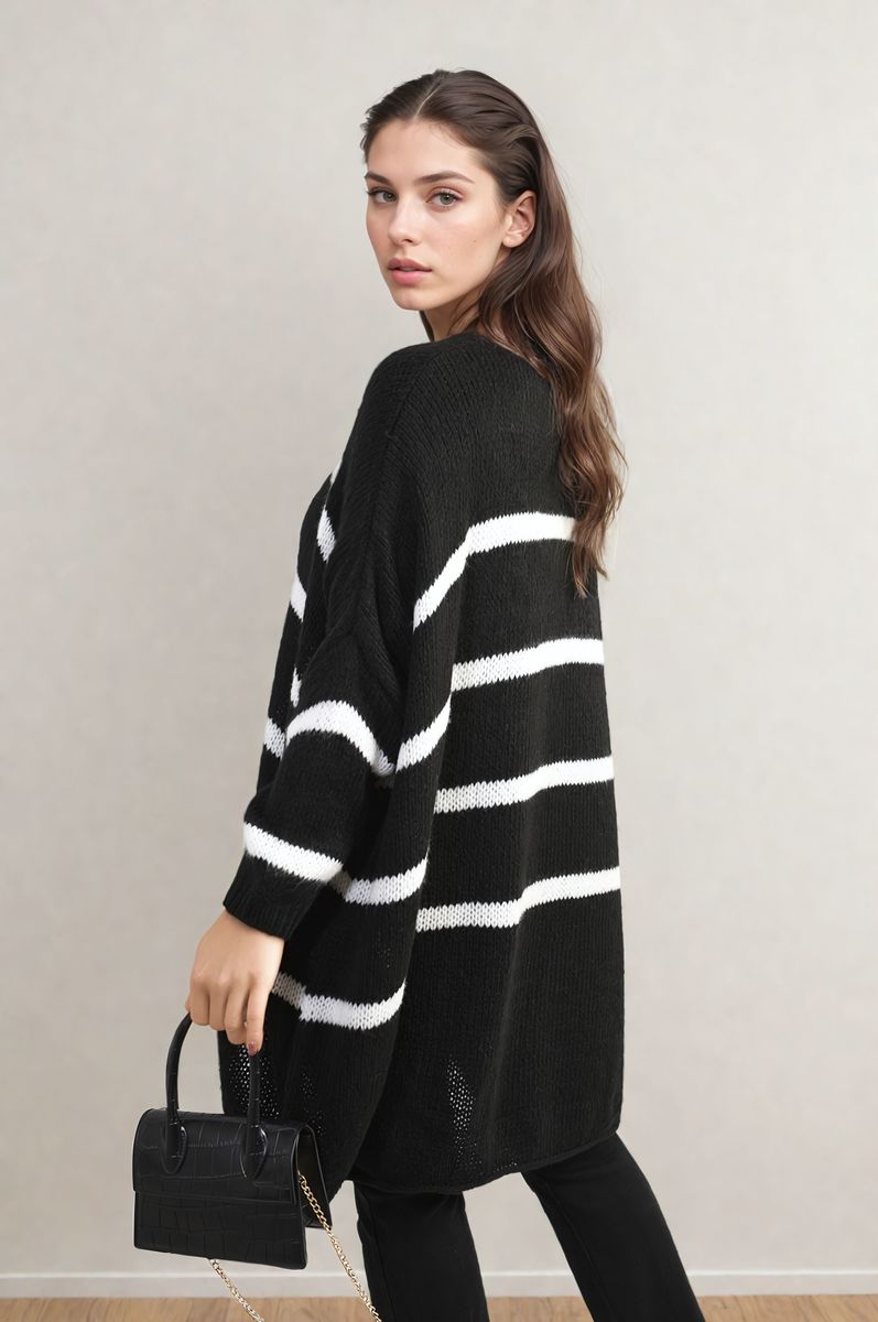 (F) Stripe Oversized Knitted Jumper
