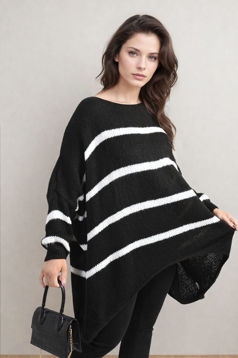 (F) Stripe Oversized Knitted Jumper