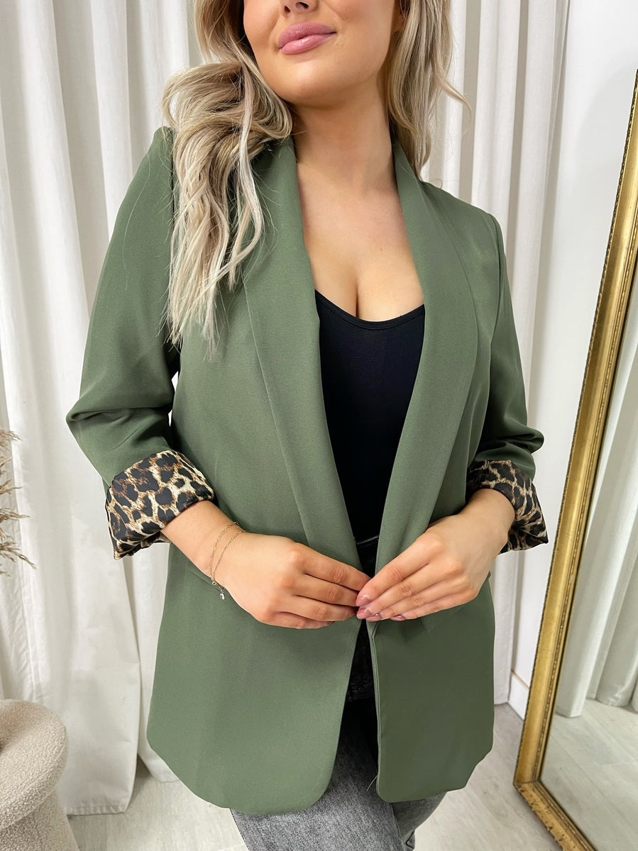 (F) Leopard Print Blazer Jacket
