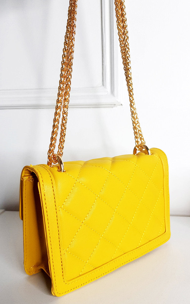 (F) Faux Leather Chain Strap Shoulder Bag