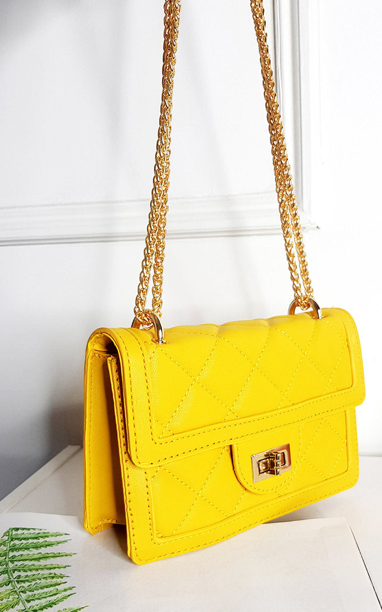 (F) Faux Leather Chain Strap Shoulder Bag