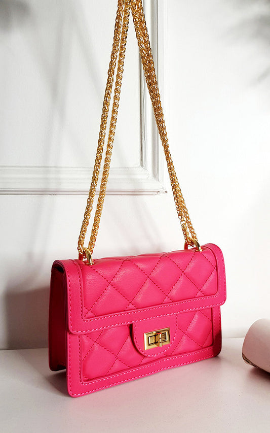 (F) Faux Leather Chain Strap Shoulder Bag