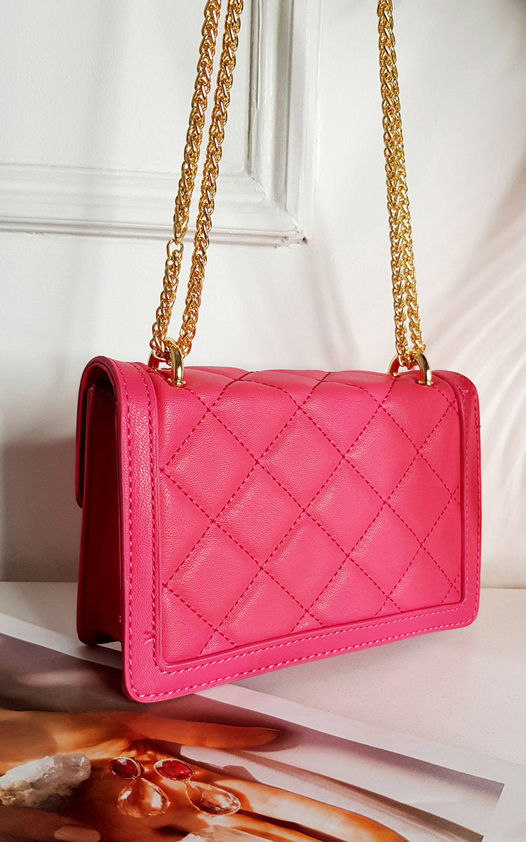 (F) Faux Leather Chain Strap Shoulder Bag