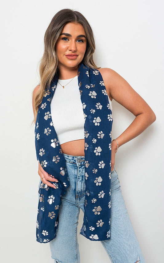 (F) Lightweight Wrap Scarf Silver Sparkle Foil Paw's