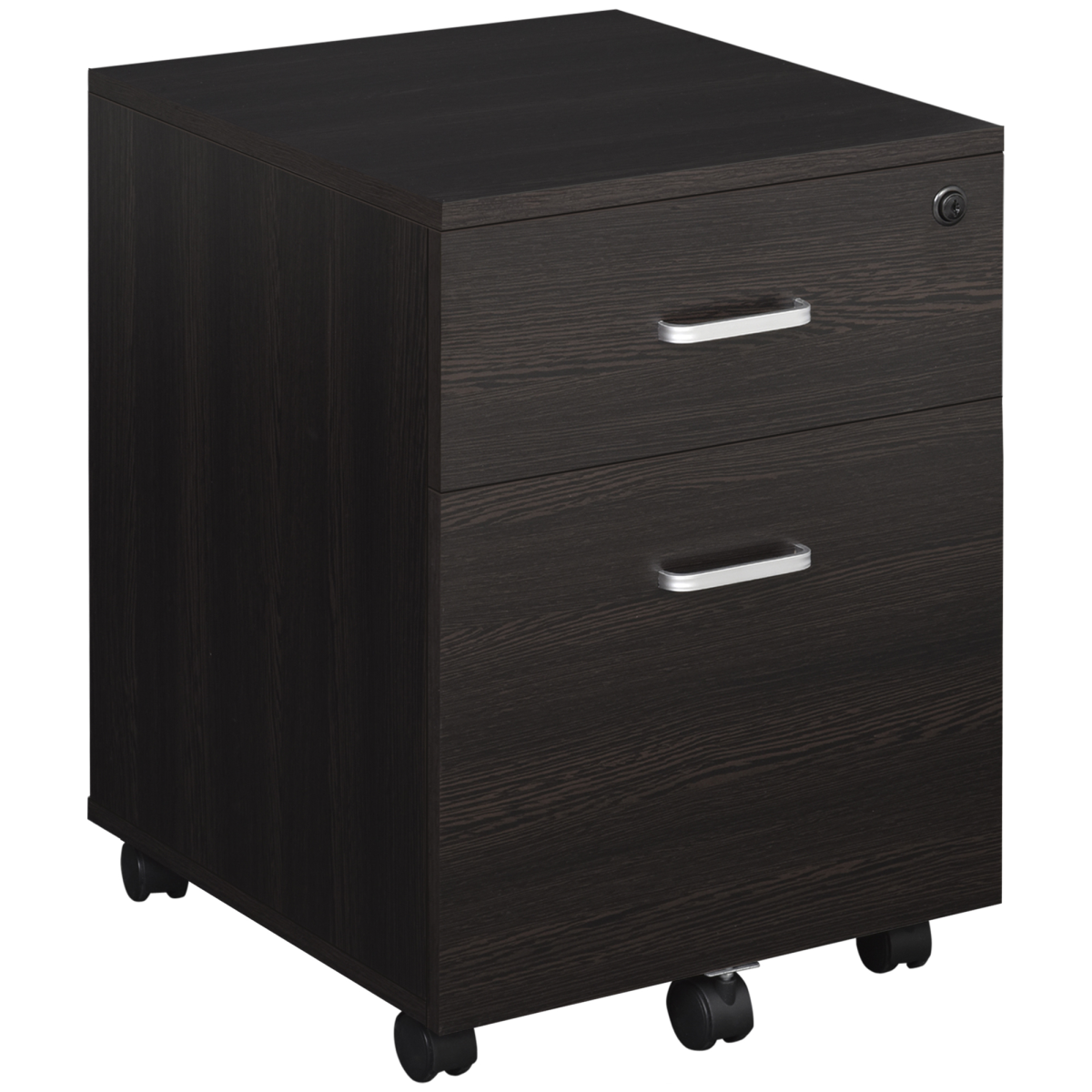 2-Drawer Locking Office Filing Cabinet 5 Wheels Rolling Storage Brown Vinsetto