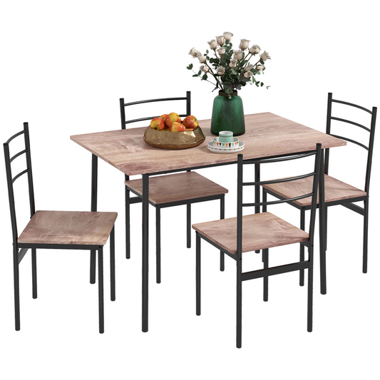 HOMCOM 5 Piece Dining Table and Chairs Set, Space Saving Table and 4 Chairs