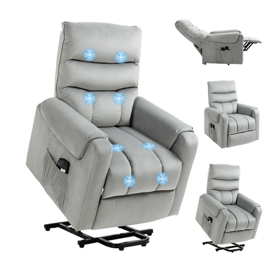 HOMCOM Power Lift Chair, Rise and Recliner Chair with Remote Control, Grey