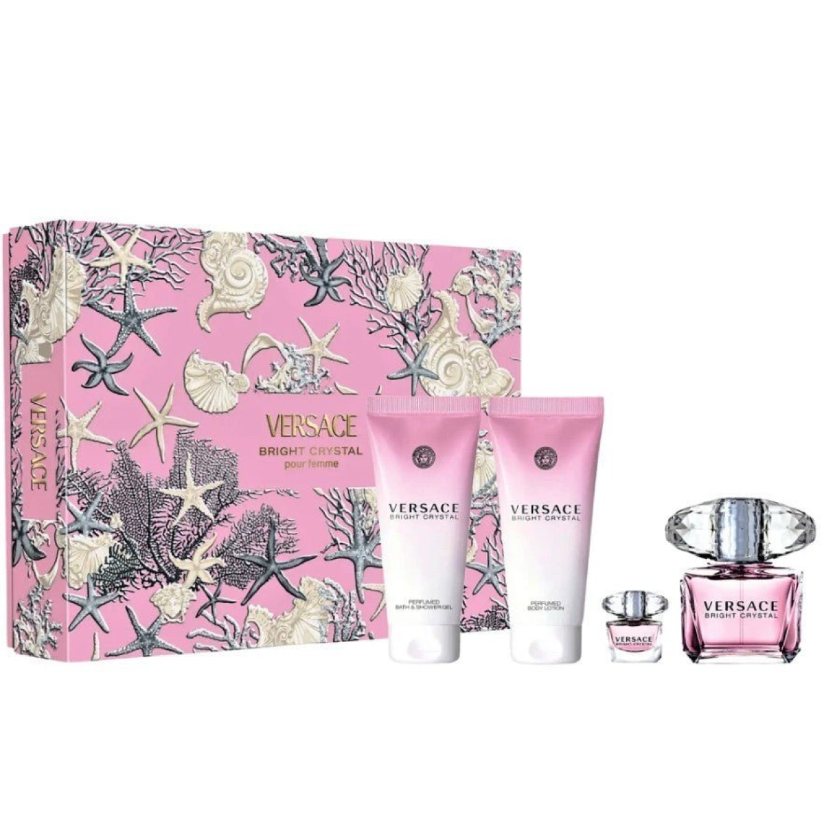 Versace Bright Crystal Gift Set (90ml EDT, 5ml EDT, Lotion & Shower Gel)