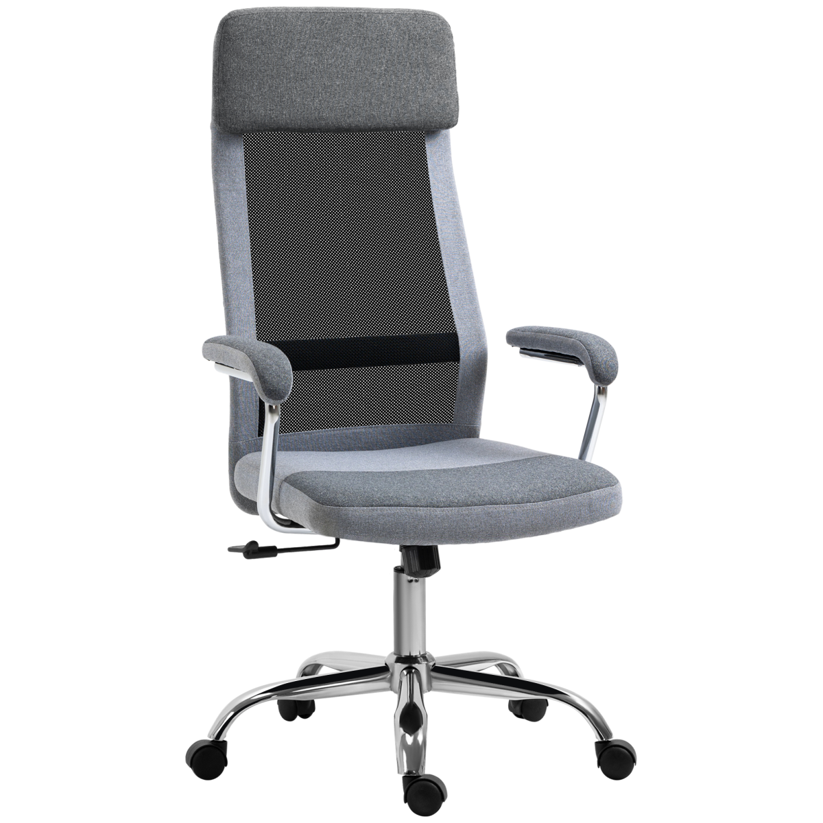 Office Chair Mesh High Back Swivel Task Home Desk Chair w/ Arm, Grey Vinsetto