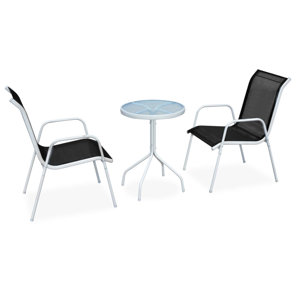 vidaXL Garden Furniture Set | Black and grey | Powder-coated steel and textilene