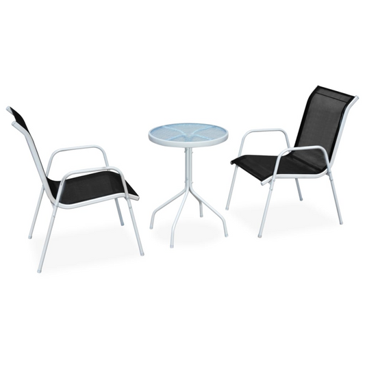 vidaXL Garden Furniture Set | Black and grey | Powder-coated steel and textilene