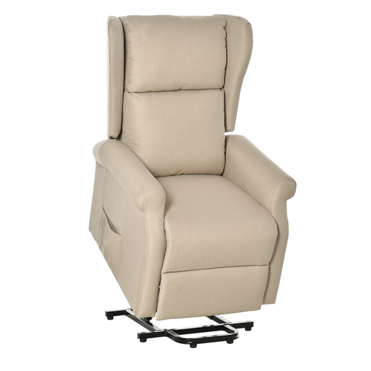 HOMCOM Power Lift Chair for the Elderly Fabric Recliner Armchair w/ Remote Beige