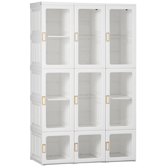 HOMCOM Portable Wardrobe, Clothes Organiser with Hanging Rods, White