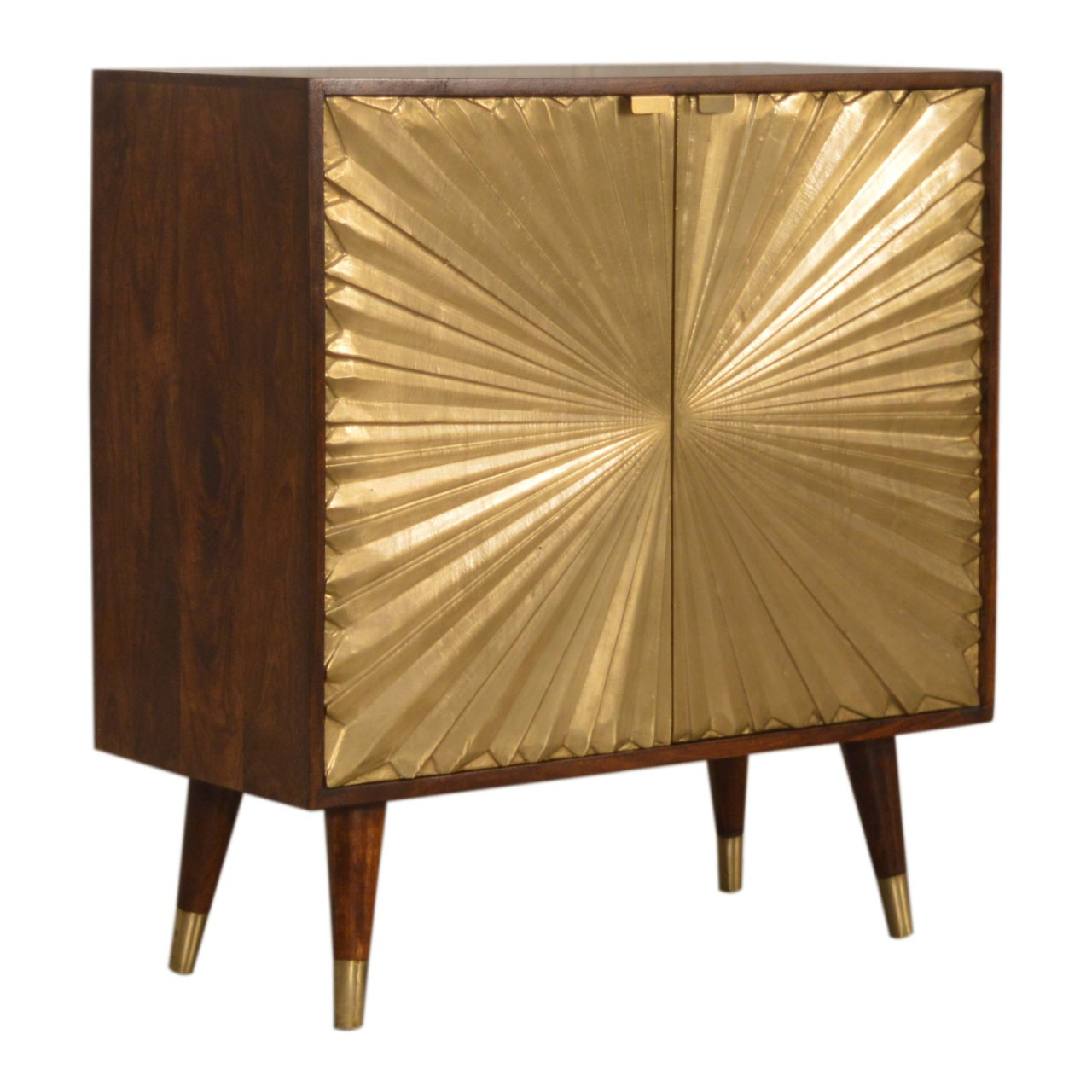 Artisan Furniture Solid Wood Manila Gold Cabinet, 2 Doors, Brown & Golden