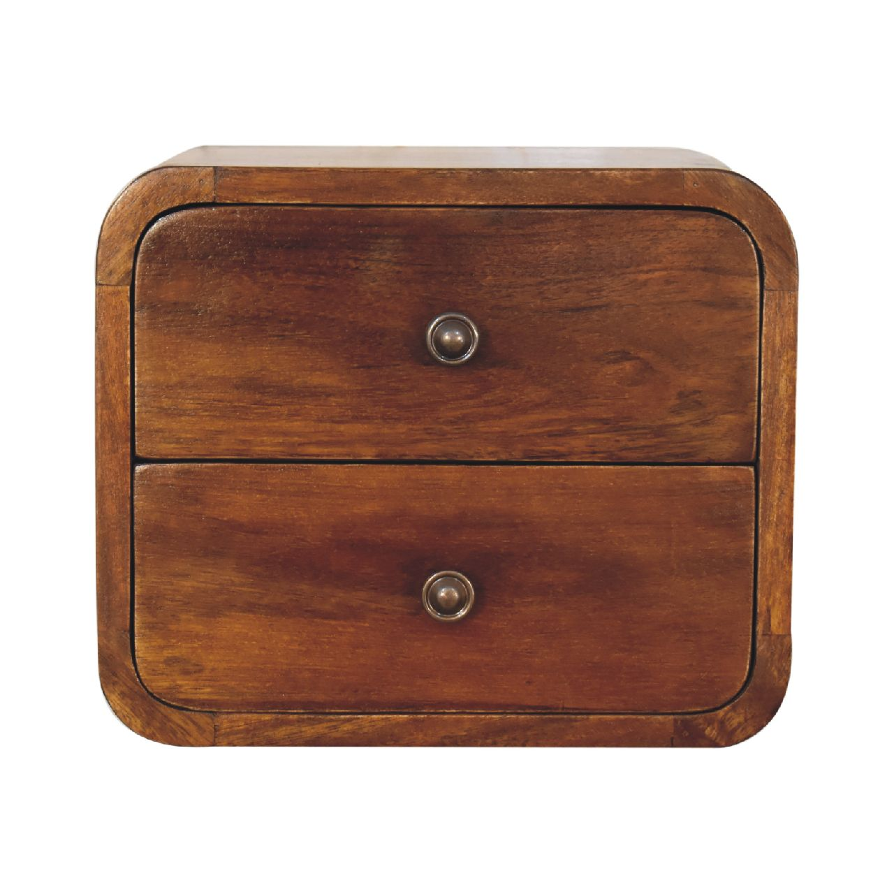 Artisan Furniture Solid Wood Floating Mini Chestnut Bedside, Brown, 2Drawers