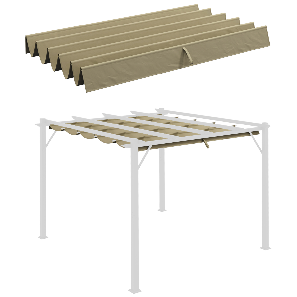 Pergola Shade Cover for 3 x 3m Pergola, Replacement Canopy Fabric Only, Tan
