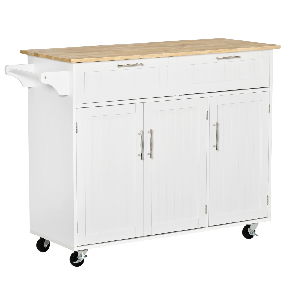 Kitchen Island Utility Cart, with 2 Storage Drawers Cabinets Dining Room White