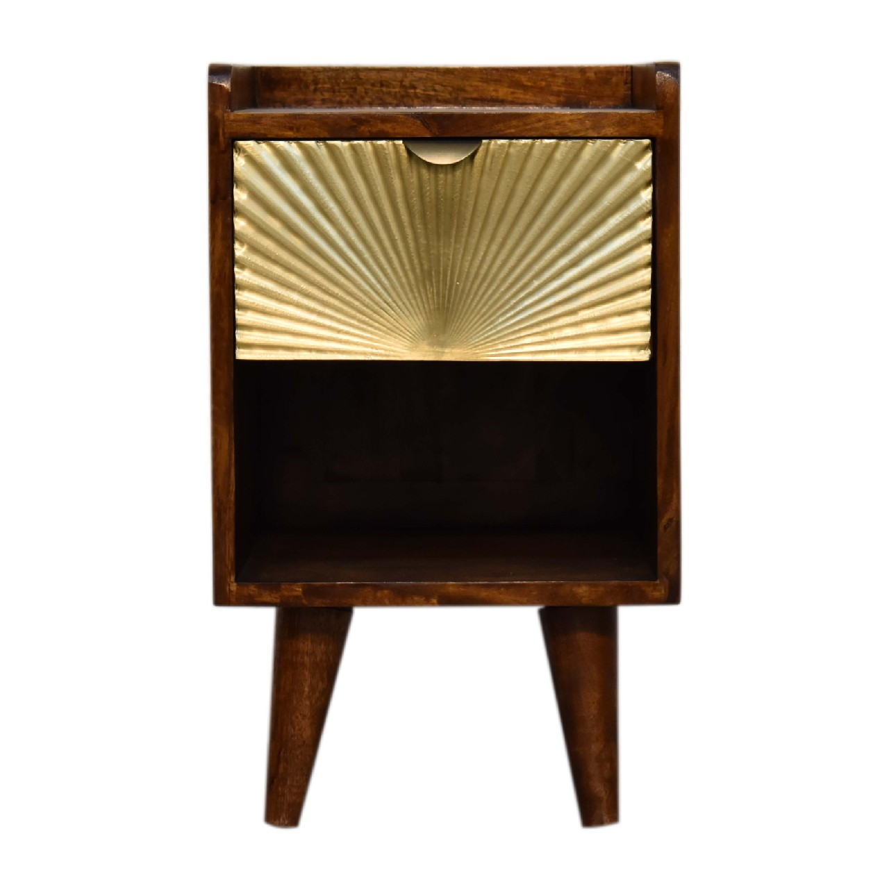 Artisan Furniture Solid Wood Mini Manila Gold 1 Drawer Bedside, 1 Shelf, Brown & Golden