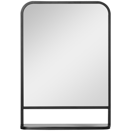 Square Wall Mirror with Shelf, 70x50 cm Modern Mirrors for Living Room, Bedroom