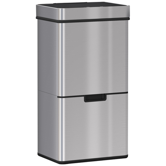 Motion Sensor Rubbish Bin, 3 Compartments Removable Lid Stainless Steel HOMCOM
