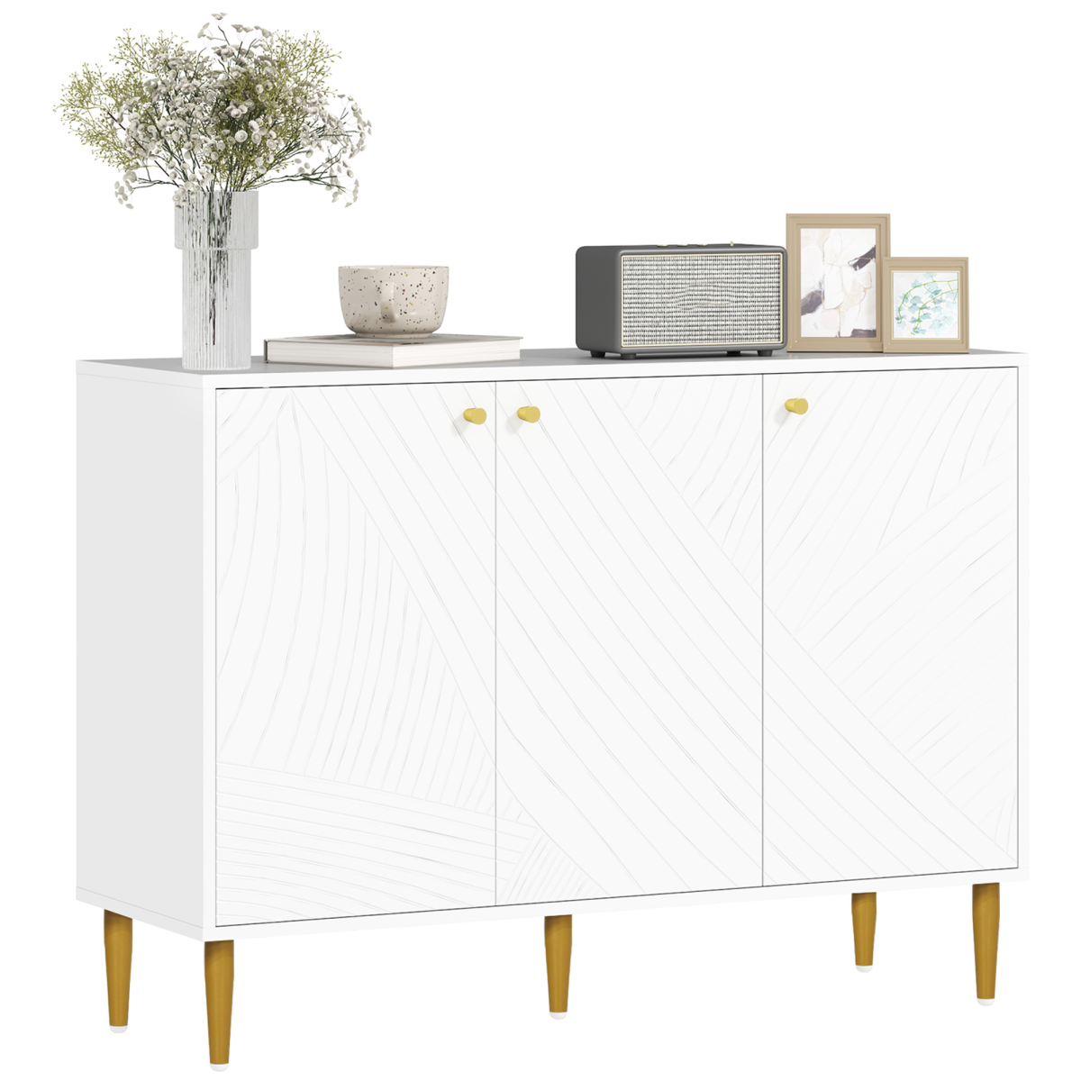Elegant White Sideboard with Adjustable Shelves & Multi-Use Storage Cabinet