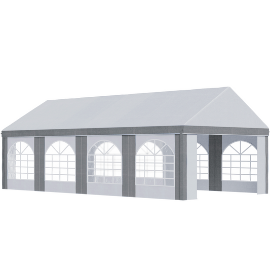 8 x 4m Party Tent, Marquee Gazebo with Sides, Eight Windows and Double Doors