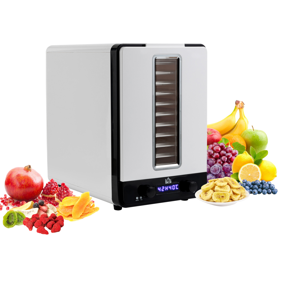 11Tier Food Dehydrator 550W Food Dryer Machine with Adjustable Temperature White