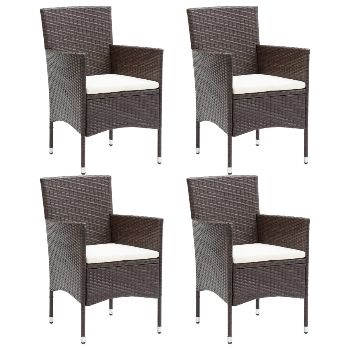 vidaXL Garden Dining Chair | Set of 4 | Brown, Cream white