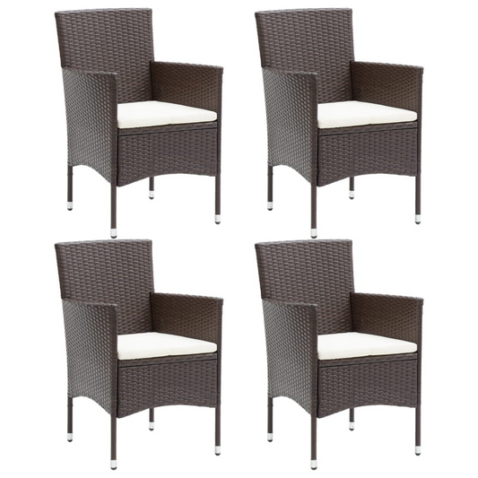 vidaXL Garden Dining Chair | Set of 4 | Brown, Cream white