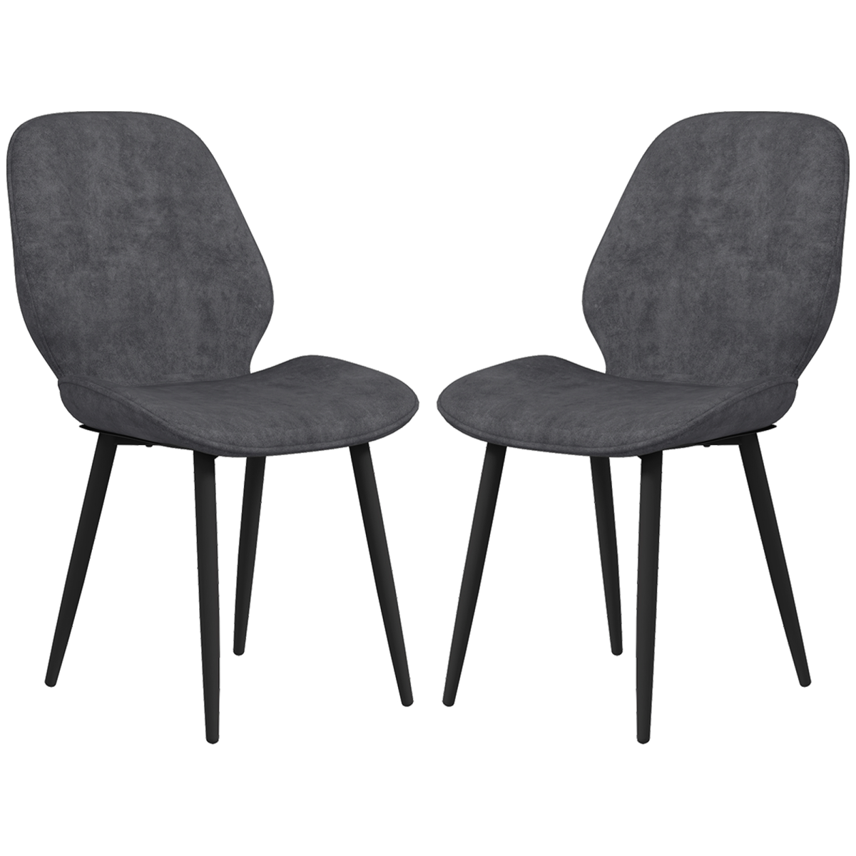 HOMCOM Dining Chairs Set of 2, Upholstered Kitchen Chairs with Metal Legs, Grey