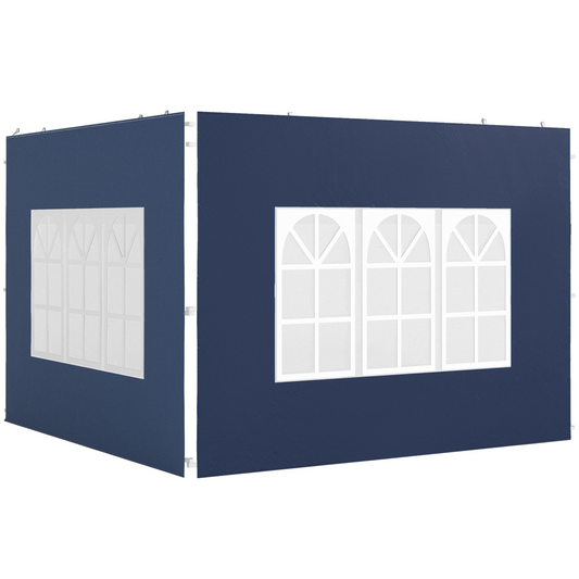 Outsunny Gazebo Side Panels for 3x3(m) or 3x6m Gazebo Canopy, 2 Pack, Blue