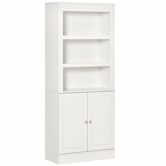 Kitchen Cupboard with 6-tier Shelving, Sideboard  Double-door , White