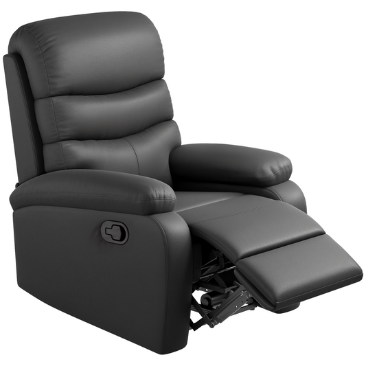 HOMCOM Manual Recliner Chair Armchair for Living Room with Footrest Black