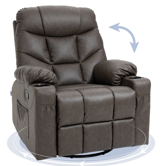 PU Leather Manual Recliner Chair, Recliner Armchair for Living Room, Brown