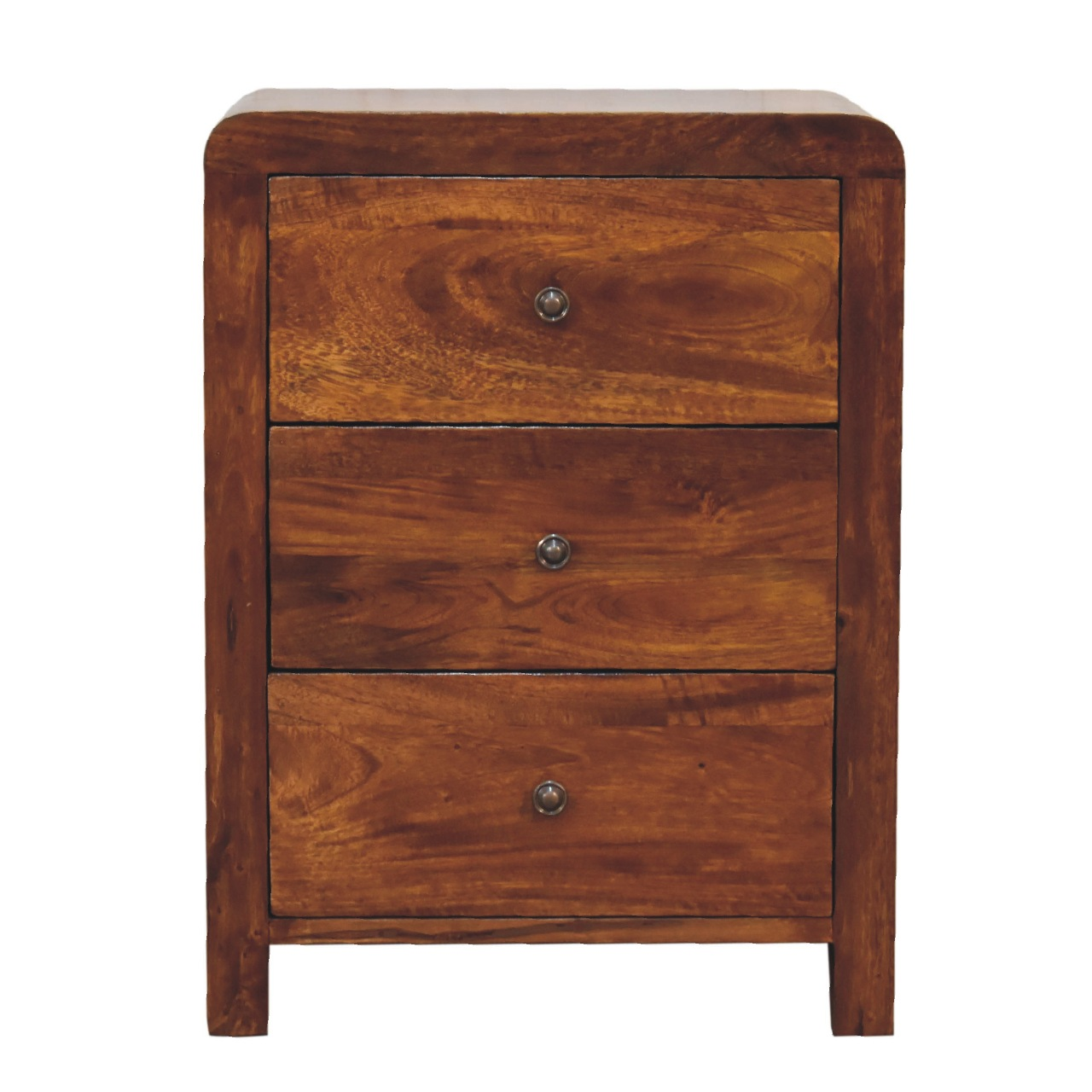 Artisan Furniture Solid Wood Aspen 3 Drawer Bedside, Dark Brown