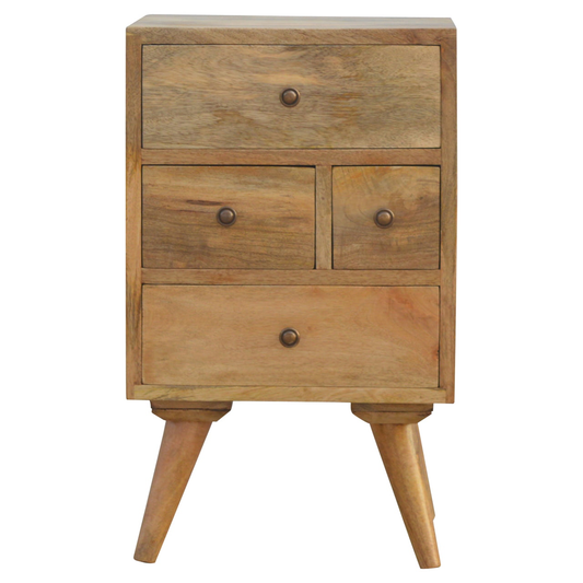 Artisan Furniture Solid Wood Wall Nordic Style 4 Drawer Multi Bedside, 4 Drawers, Brown