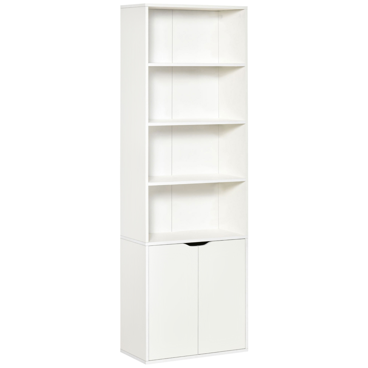 2 Door 4 Shelves Bookcase Wooden Storage Cabinet Display Unit White