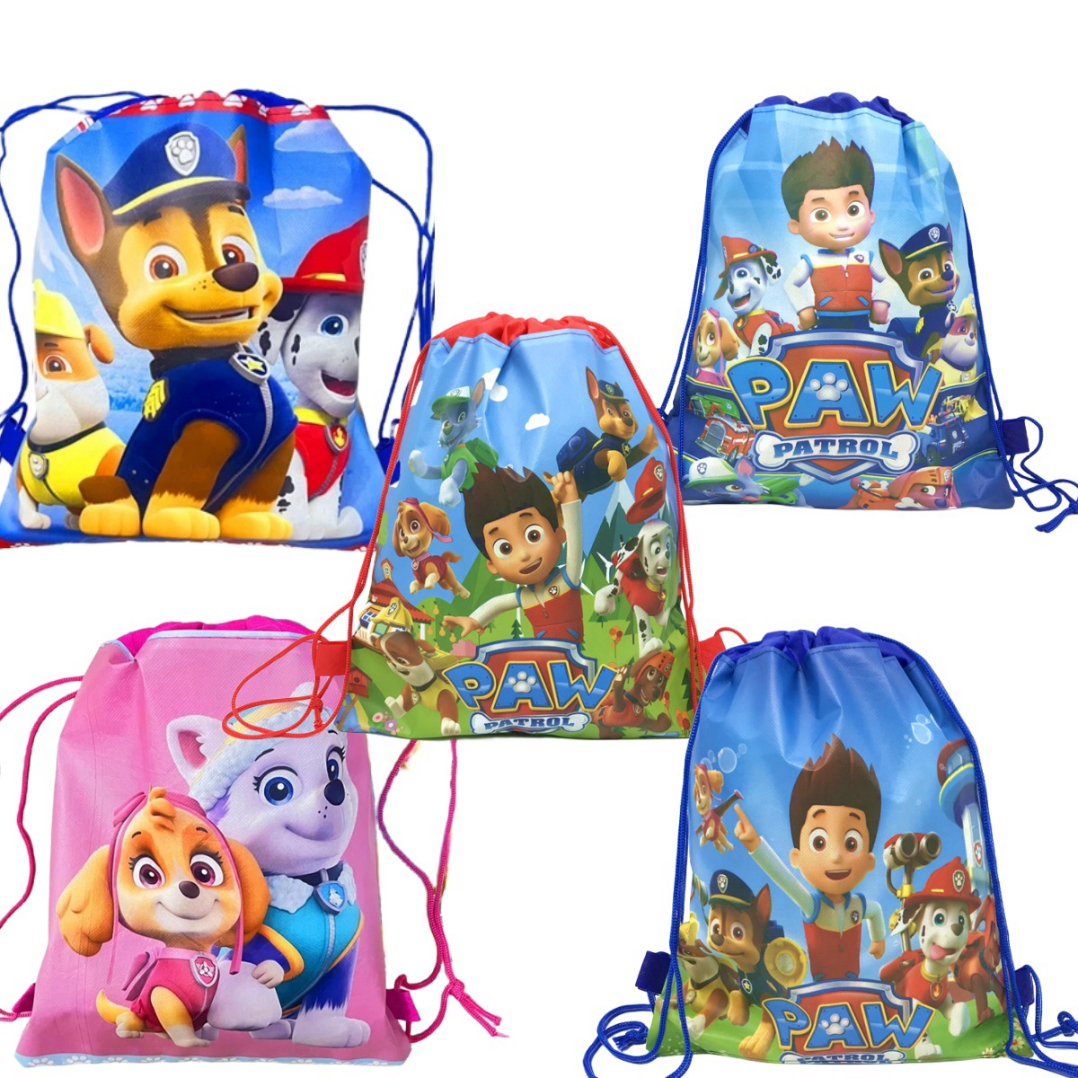 Paw Patrol Gift Bag Non-woven Paw Dog Drawstring Bag Bundle Pocket  Storage Cloth Shopping Bag Backpack Kid Boys Party Supplies
